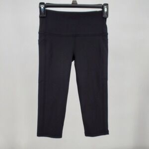 DSG Womens XXS Momentum High Rise Crop Leggings Black Moisture Wicking Pockets